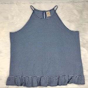 Faded Glory Striped Spaghetti Strap Ruffle Top XL